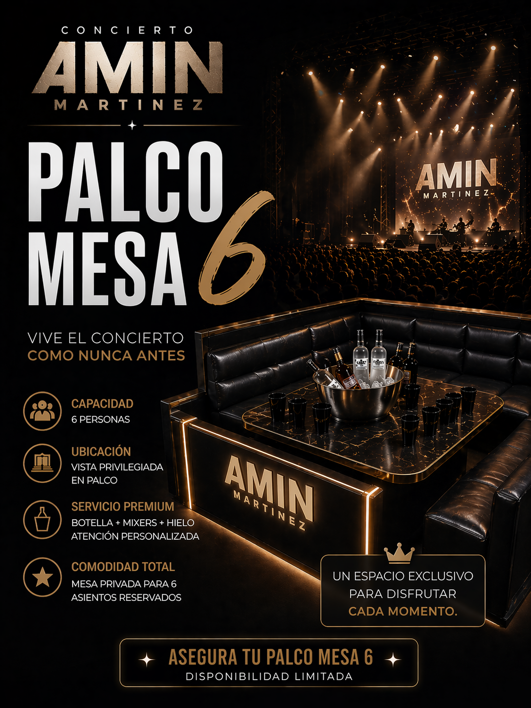 [PALCO Mesa] Amín Martínez Gran Concierto en Ibiza (6 Pax)